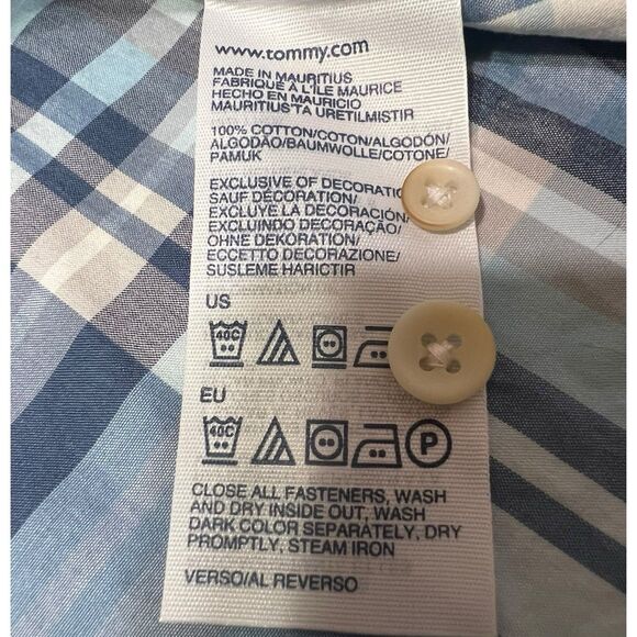 Tommy Hilfiger Plaid Button‑Down Shirt Slim Fit XXL • Fleet Blue • Fall Layering - Picture 11 of 13